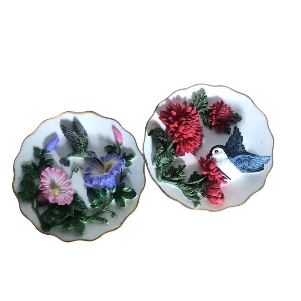 Vintage decorative 3D ceramic bird plates